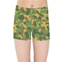 Yellow Green Brown Camouflage Kids  Sports Shorts View1