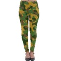 Yellow Green Brown Camouflage Lightweight Velour Leggings View1