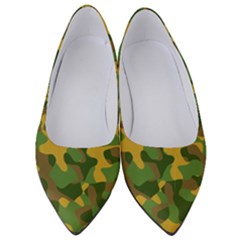 Yellow Green Brown Camouflage Women s Low Heels by SpinnyChairDesigns