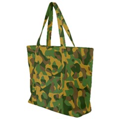 Yellow Green Brown Camouflage Zip Up Canvas Bag by SpinnyChairDesigns