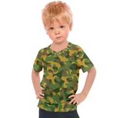 Yellow Green Brown Camouflage Kids  Sports Tee