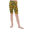 Green and Orange Camouflage Pattern Kids  Mid Length Swim Shorts View1