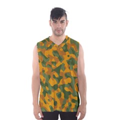 Green And Orange Camouflage Pattern Men s Basketball Tank Top by SpinnyChairDesigns