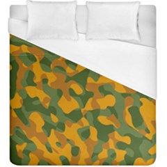 Green And Orange Camouflage Pattern Duvet Cover (king Size) by SpinnyChairDesigns