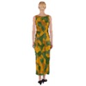 Green and Orange Camouflage Pattern Fitted Maxi Dress View2