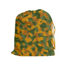 Green And Orange Camouflage Pattern Drawstring Pouch (xl) by SpinnyChairDesigns