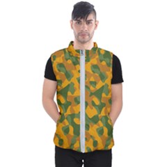 Green And Orange Camouflage Pattern Men s Puffer Vest by SpinnyChairDesigns