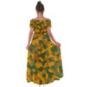 Green and Orange Camouflage Pattern Off Shoulder Open Front Chiffon Dress View2