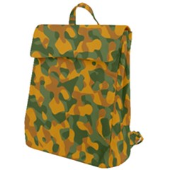 Green And Orange Camouflage Pattern Flap Top Backpack by SpinnyChairDesigns