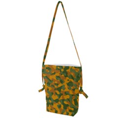 Green And Orange Camouflage Pattern Folding Shoulder Bag by SpinnyChairDesigns