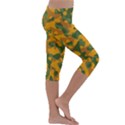 Green and Orange Camouflage Pattern Kids  Lightweight Velour Capri Leggings  View3