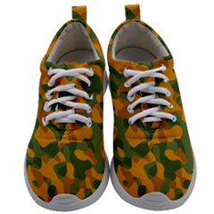 Green And Orange Camouflage Pattern Mens Athletic Shoes by SpinnyChairDesigns