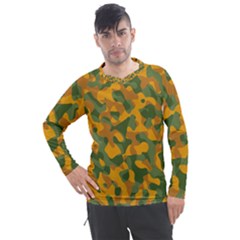 Green And Orange Camouflage Pattern Men s Pique Long Sleeve Tee