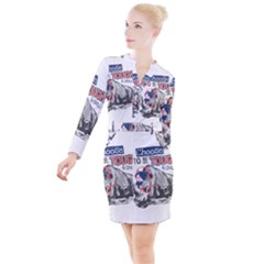 Choose To Be Tough & Chill Button Long Sleeve Dress