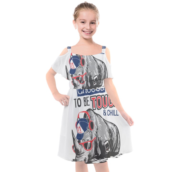 Choose To Be Tough & Chill Kids  Cut Out Shoulders Chiffon Dress