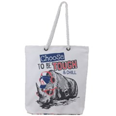 Choose To Be Tough & Chill Full Print Rope Handle Tote (large) by Bigfootshirtshop