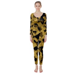 Black Yellow Brown Camouflage Pattern Long Sleeve Catsuit