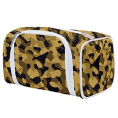 Black Yellow Brown Camouflage Pattern Toiletries Pouch by SpinnyChairDesigns