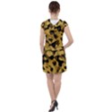 Black Yellow Brown Camouflage Pattern Drawstring Hooded Dress View2