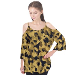 Black Yellow Brown Camouflage Pattern Flutter Tees