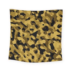 Black Yellow Brown Camouflage Pattern Square Tapestry (small) by SpinnyChairDesigns