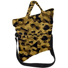 Black Yellow Brown Camouflage Pattern Fold Over Handle Tote Bag