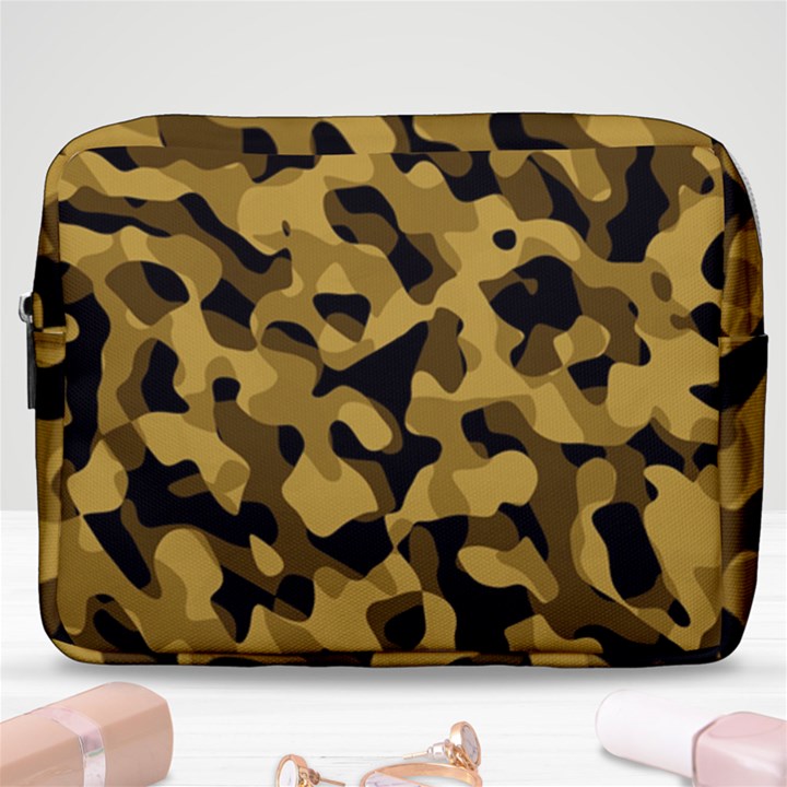 Black Yellow Brown Camouflage Pattern Make Up Pouch (Large)