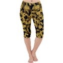 Black Yellow Brown Camouflage Pattern Lightweight Velour Cropped Yoga Leggings View1