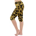 Black Yellow Brown Camouflage Pattern Lightweight Velour Cropped Yoga Leggings View2