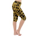 Black Yellow Brown Camouflage Pattern Lightweight Velour Cropped Yoga Leggings View3