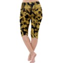 Black Yellow Brown Camouflage Pattern Lightweight Velour Cropped Yoga Leggings View4