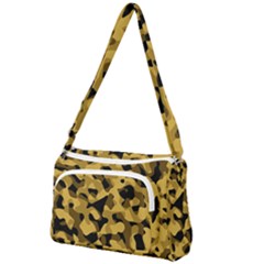 Black Yellow Brown Camouflage Pattern Front Pocket Crossbody Bag by SpinnyChairDesigns