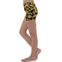 Black Yellow Brown Camouflage Pattern Kids  Lightweight Velour Yoga Shorts View2