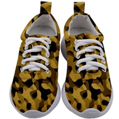 Black Yellow Brown Camouflage Pattern Kids Athletic Shoes by SpinnyChairDesigns