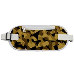 Black Yellow Brown Camouflage Pattern Rounded Waist Pouch by SpinnyChairDesigns