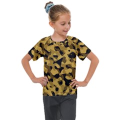 Black Yellow Brown Camouflage Pattern Kids  Mesh Piece Tee