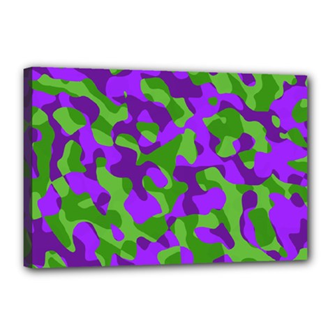 Purple and Green Camouflage Canvas 18  x 12  (Stretched)