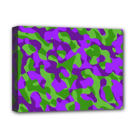 Purple and Green Camouflage Deluxe Canvas 16  x 12  (Stretched) 