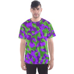 Purple and Green Camouflage Men s Sport Mesh Tee