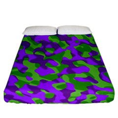 Purple And Green Camouflage Fitted Sheet (california King Size) by SpinnyChairDesigns