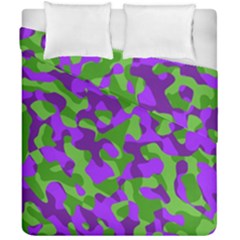 Purple And Green Camouflage Duvet Cover Double Side (california King Size) by SpinnyChairDesigns