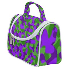 Purple and Green Camouflage Satchel Handbag