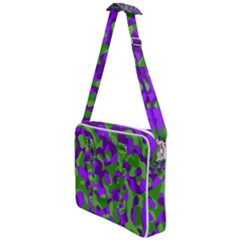 Purple and Green Camouflage Cross Body Office Bag