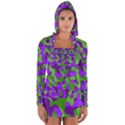 Purple and Green Camouflage Long Sleeve Hooded T-shirt View1