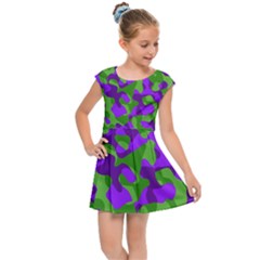 Purple and Green Camouflage Kids  Cap Sleeve Dress