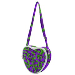 Purple And Green Camouflage Heart Shoulder Bag by SpinnyChairDesigns