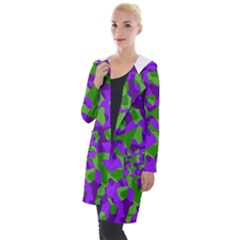 Purple and Green Camouflage Hooded Pocket Cardigan