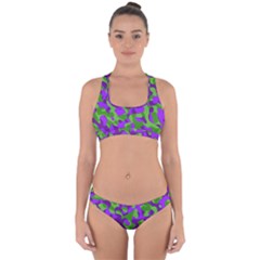 Purple and Green Camouflage Cross Back Hipster Bikini Set