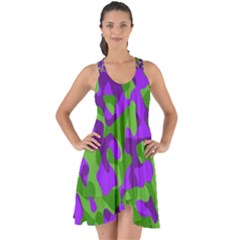 Purple and Green Camouflage Show Some Back Chiffon Dress