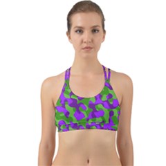 Purple and Green Camouflage Back Web Sports Bra